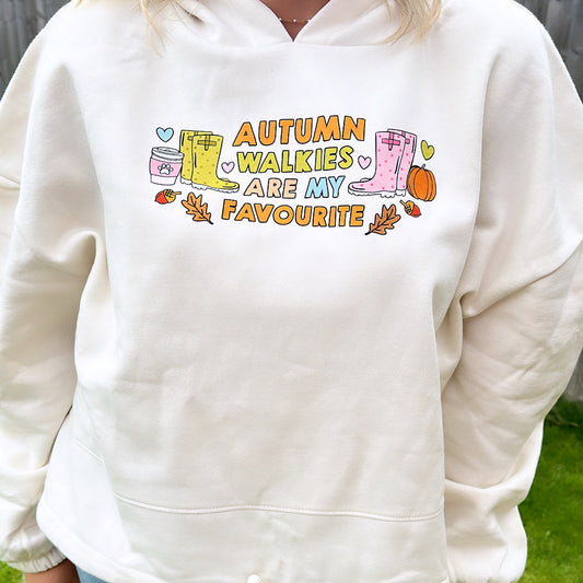 Autumn Walkies Cropped Oversized Hoodie