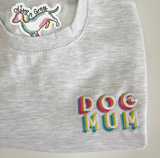Embroidered Dog Mum Pocket Square Sweatshirt