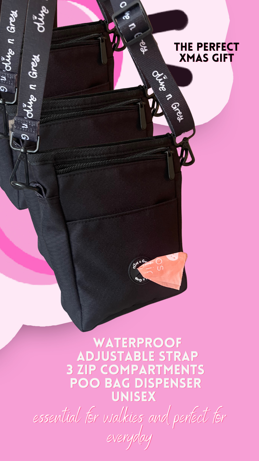 Olive n Grey Dog Walking Bag - Black