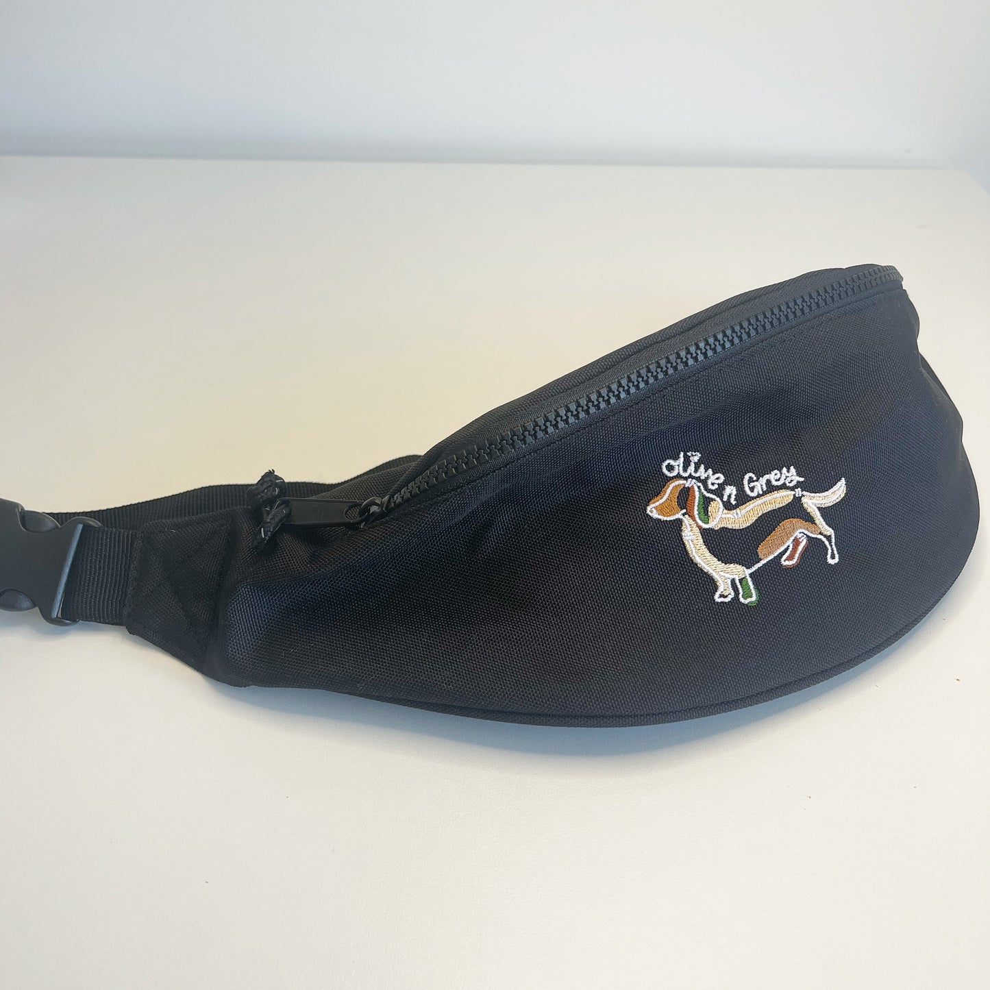 Olive n Grey Embroidered Walkies Bumbag