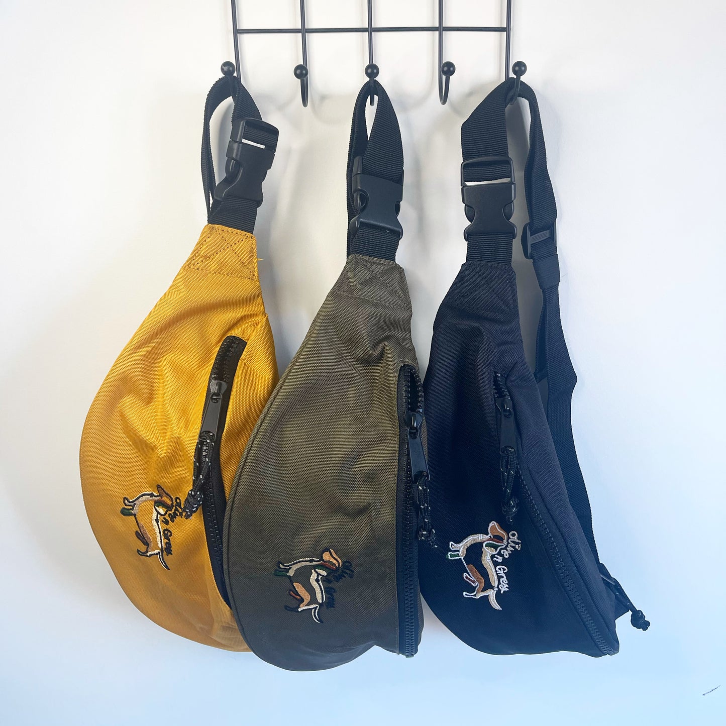 Olive n Grey Embroidered Walkies Bumbag