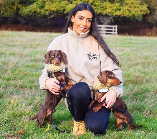 Olive n Grey Embroidered Beige Full Length Zip Fleece