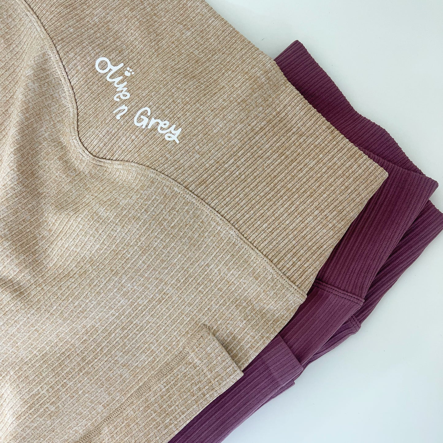 Olive n Grey Ribbed Leggings