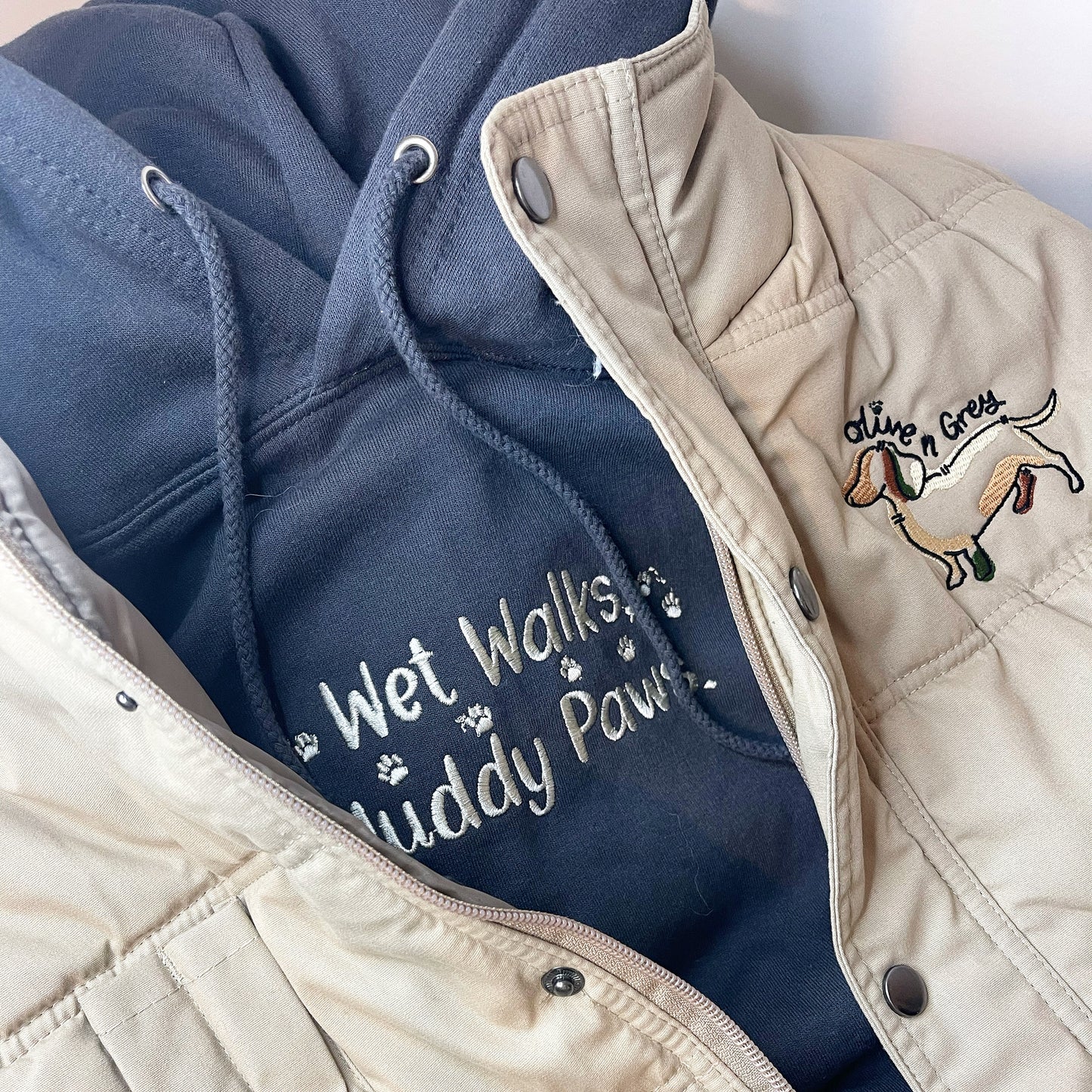 Embroidered Wet Walks Muddy Paws Hoodie