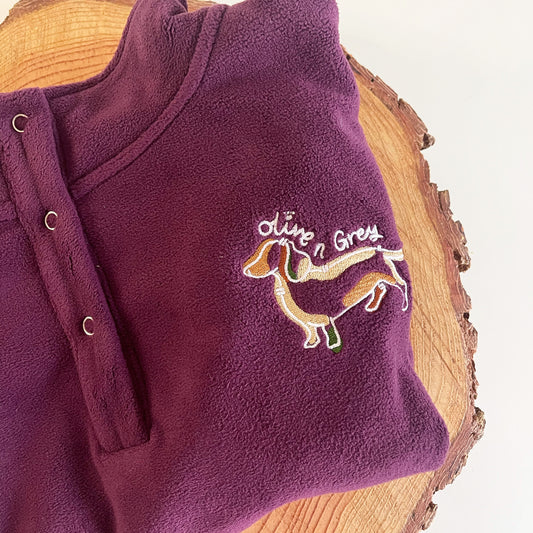 Olive n Grey Embroidered Cropped Fleece