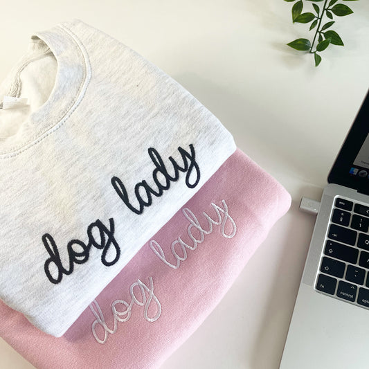 Embroidered Dog Lady Sweatshirt