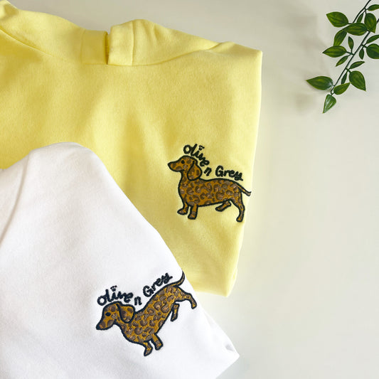 Embroidered Olive n Grey Leopard Cropped Oversized Hoodie