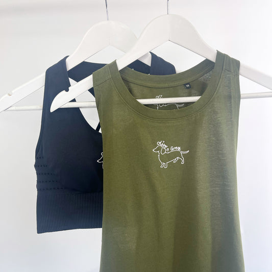 Olive n Grey Racer Vest