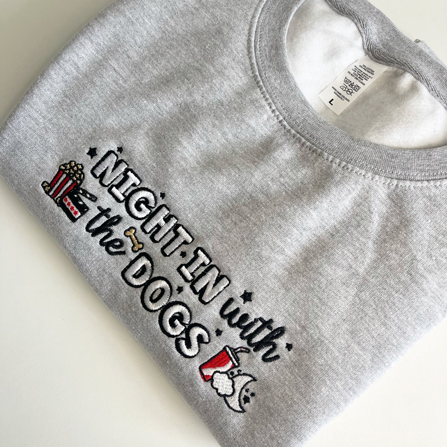 Embroidered Night in with the Dogs Sweatshirt