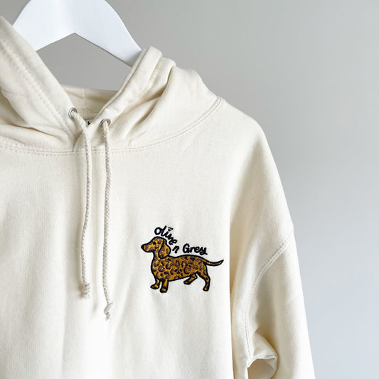 Embroidered Olive n Grey Leopard Hoodie