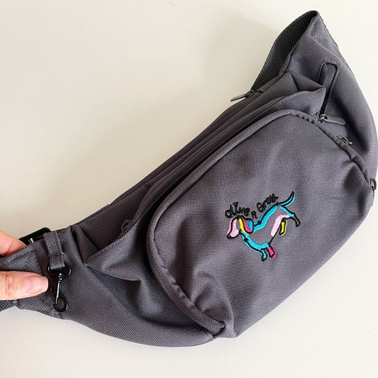 Olive n Grey Embroidered Bumbag