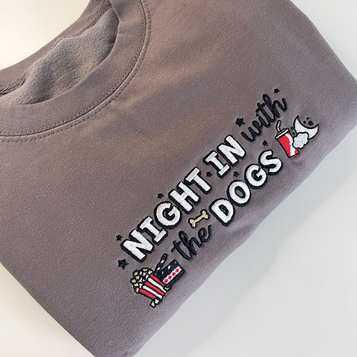 Embroidered Night in with the Dogs Sweatshirt