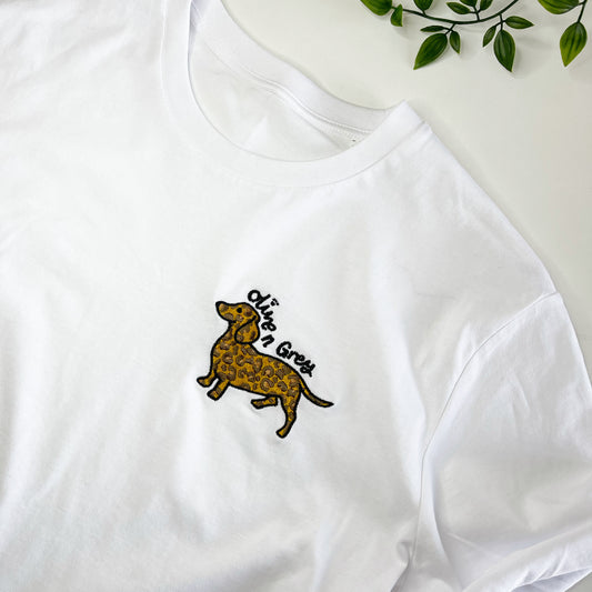 Embroidered Olive n Grey Leopard T-Shirt