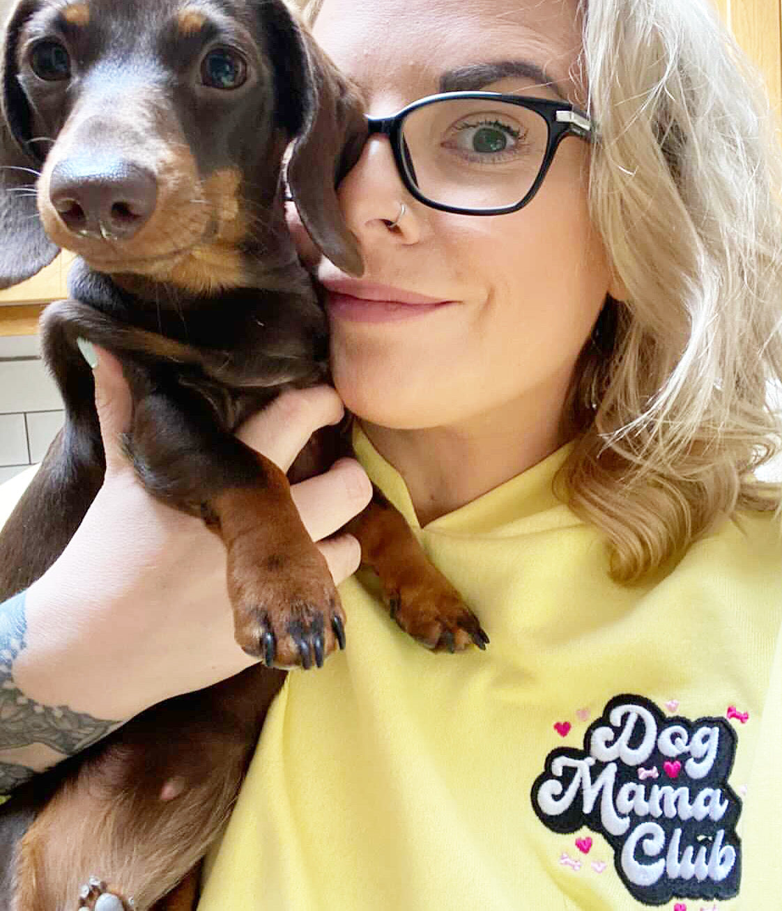 Embroidered Dog Mama Club Cropped Oversized Hoodie