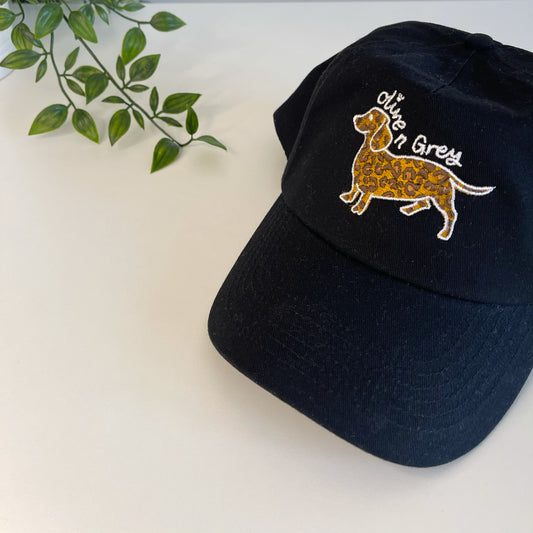 Embroidered Olive n Grey Leopard Cap