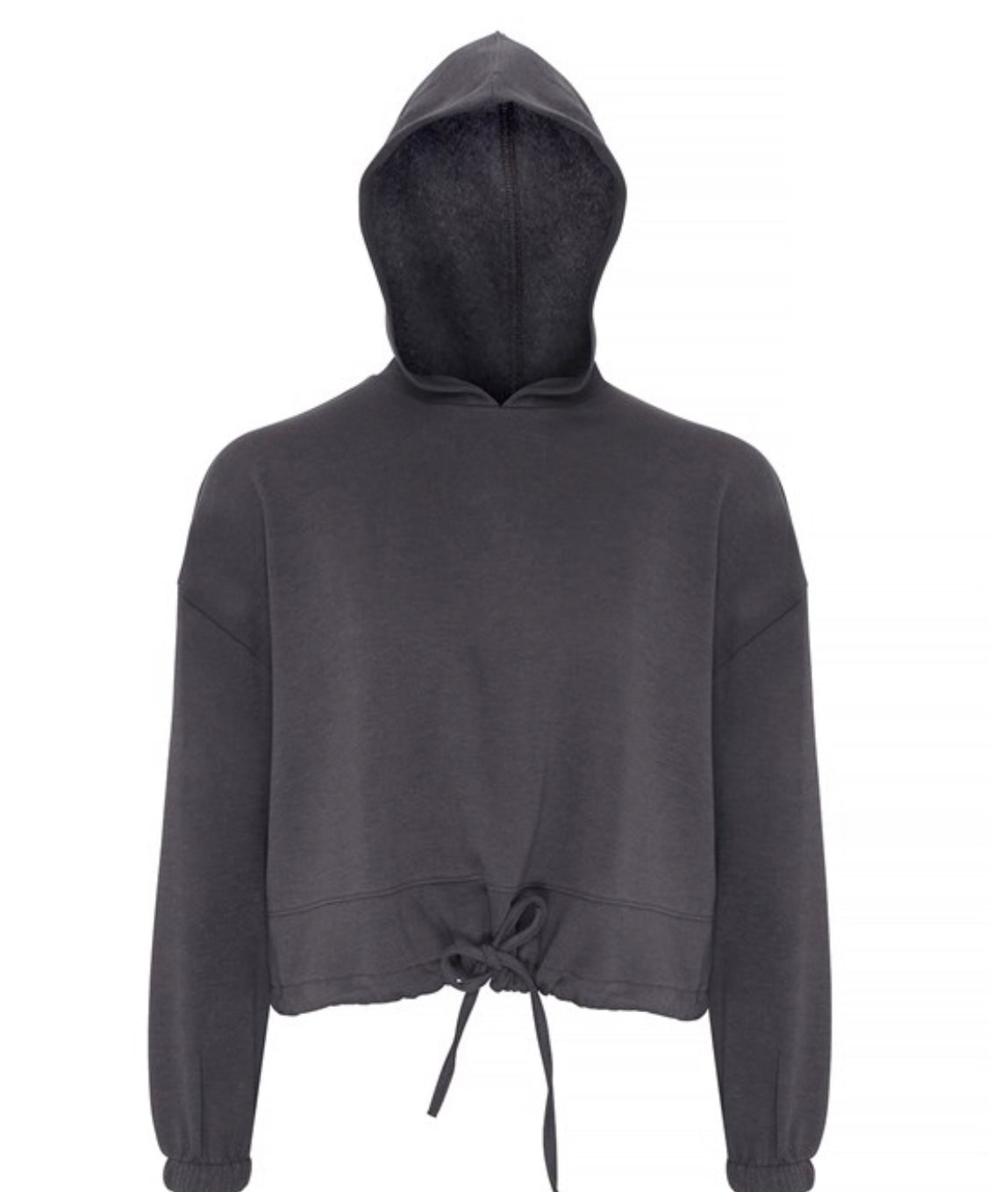 Embroidered Olive n Grey Cropped Oversized Hoodie