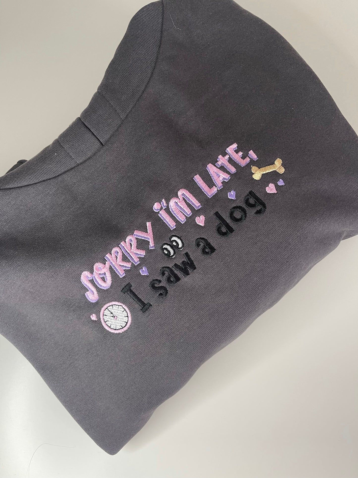 Cropped Oversized Sorry I’m Late I Saw A Dog, Charcoal - XSmall