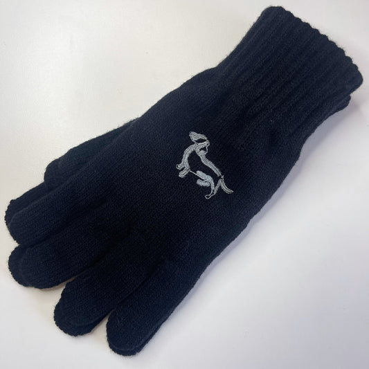 Olive n Grey Embroidered Knitted Gloves