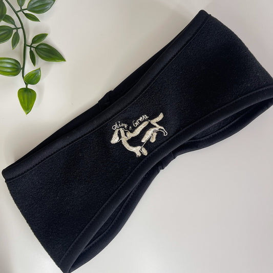 Embroidered Olive n Grey Headband