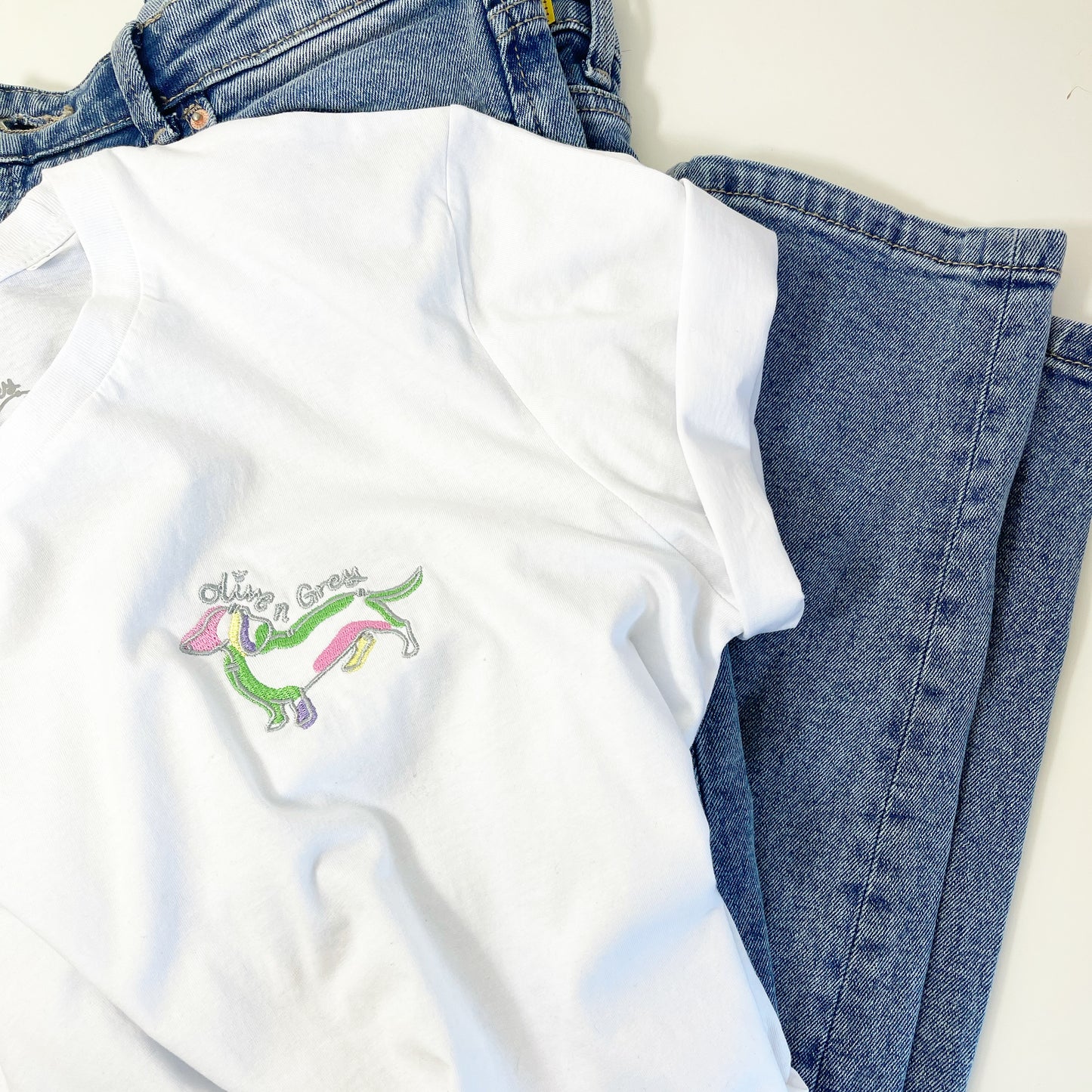 Embroidered Olive n Grey Spring T-Shirt