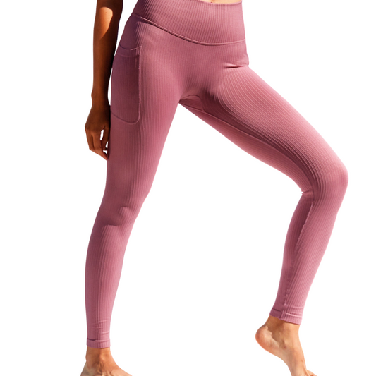 Olive n Grey Ribbed Leggings