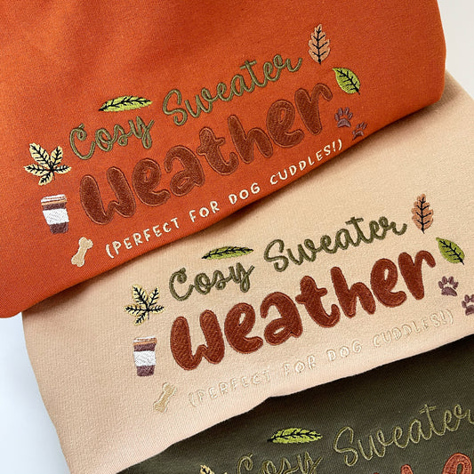 Embroidered Cosy Sweater Weather Sweatshirt