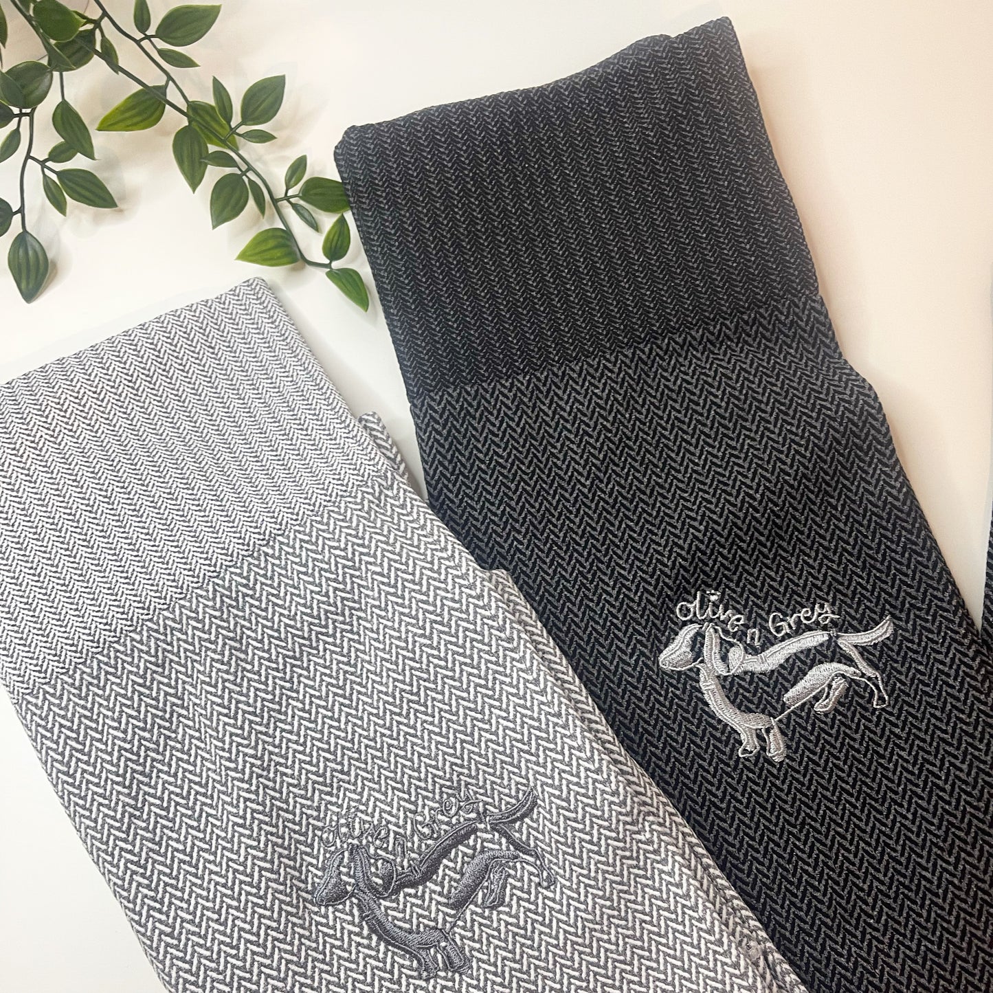 Embroidered Knitted Olive n Grey Performance Leggings