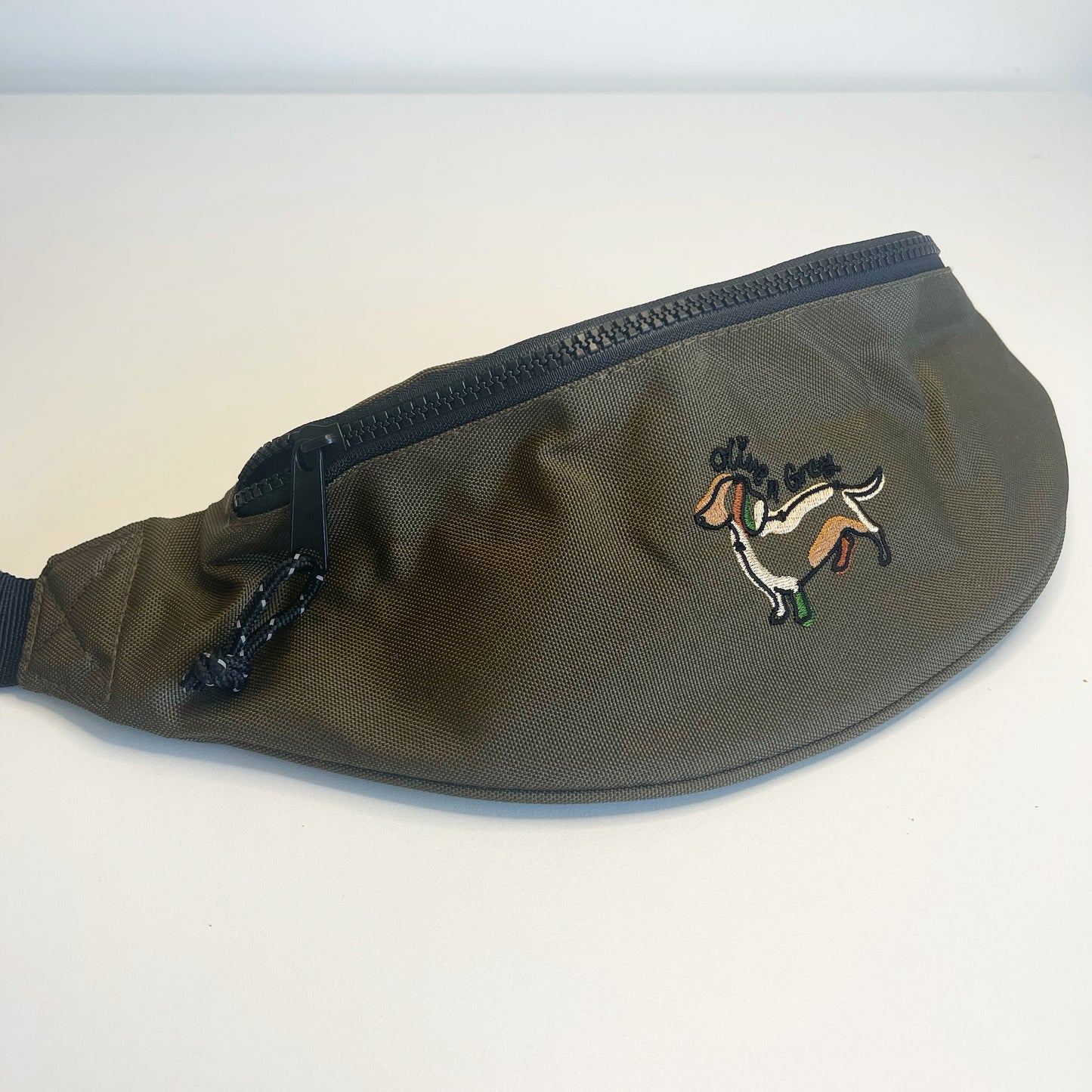 Olive n Grey Embroidered Walkies Bumbag