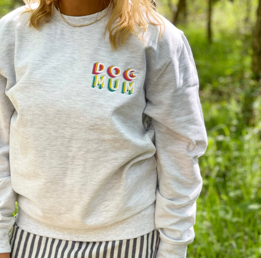 Embroidered Dog Mum Pocket Square Sweatshirt