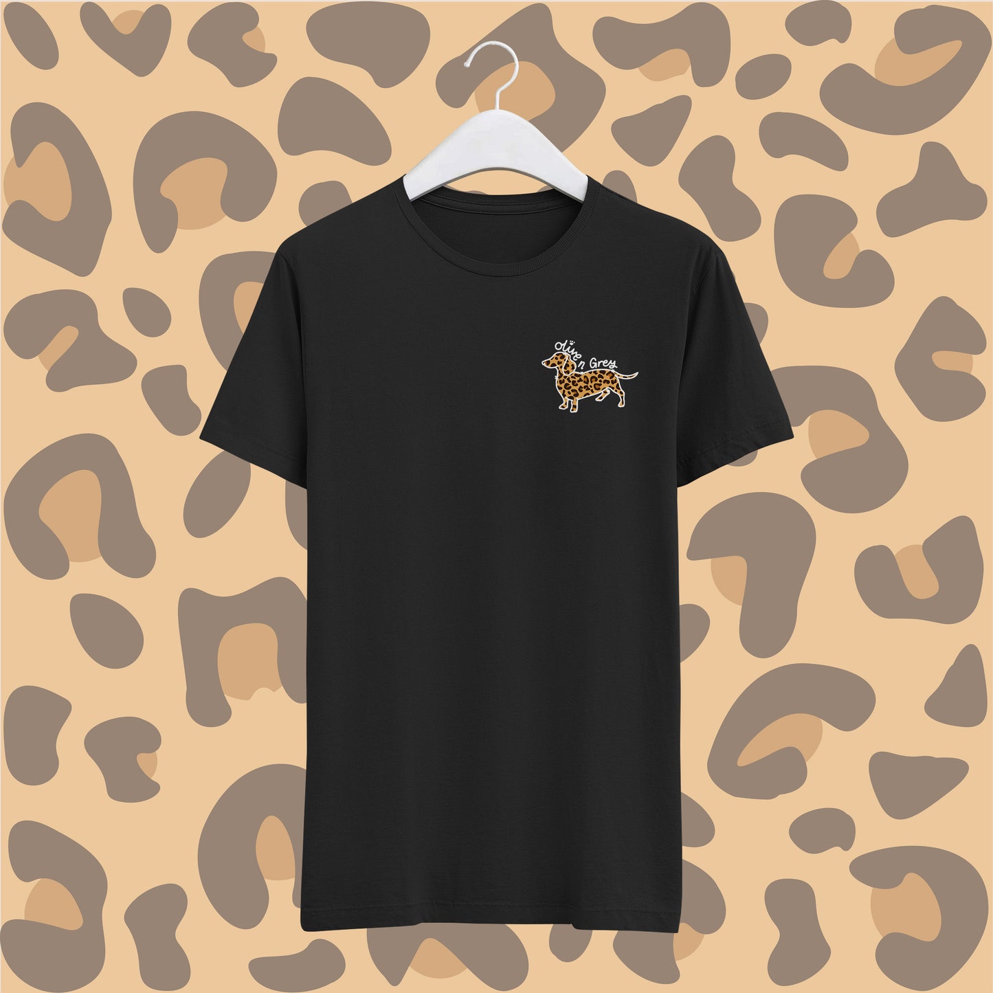 Embroidered Olive n Grey Leopard T-Shirt