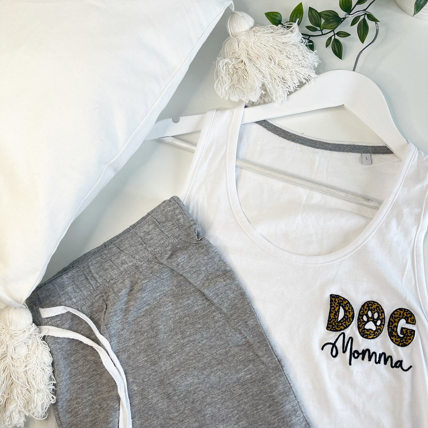 Embroidered Dog Momma Pyjamas - Shorts & Vest