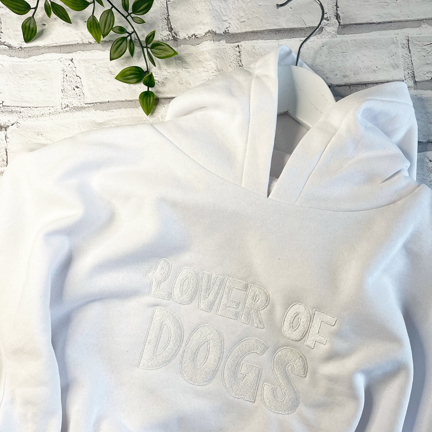Embroidered Lover of Dogs Cropped Oversized Hoodie