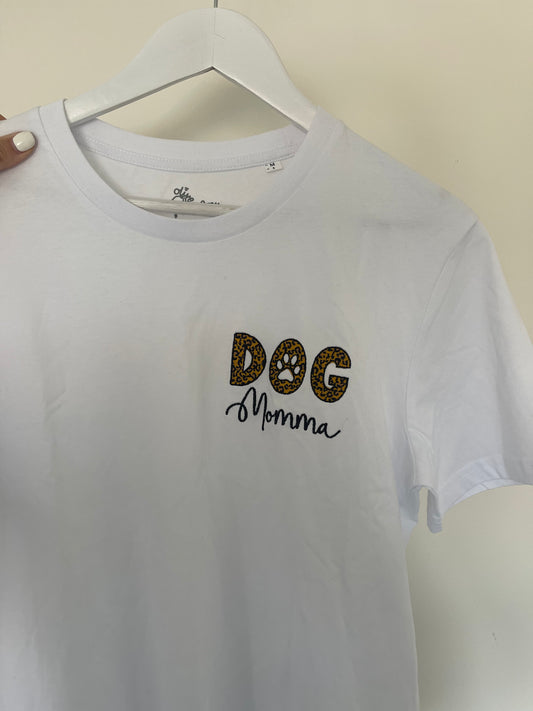 Dog Momma T-Shirt, White, Medium