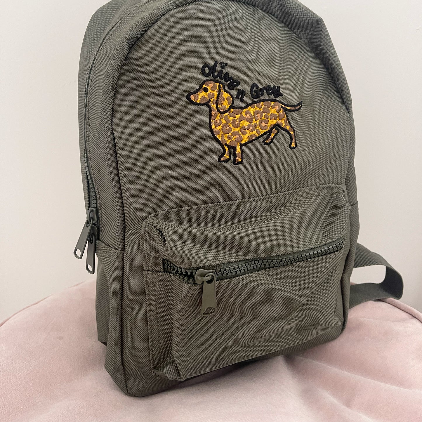Olive n Grey Leopard Mini Backpack