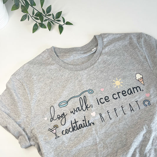 Dog Walk Ice Cream Cocktails Repeat T-Shirt