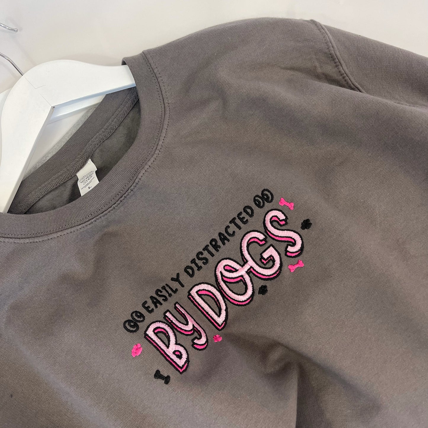 Embroidered Easily Distracted by Dogs Sweatshirt