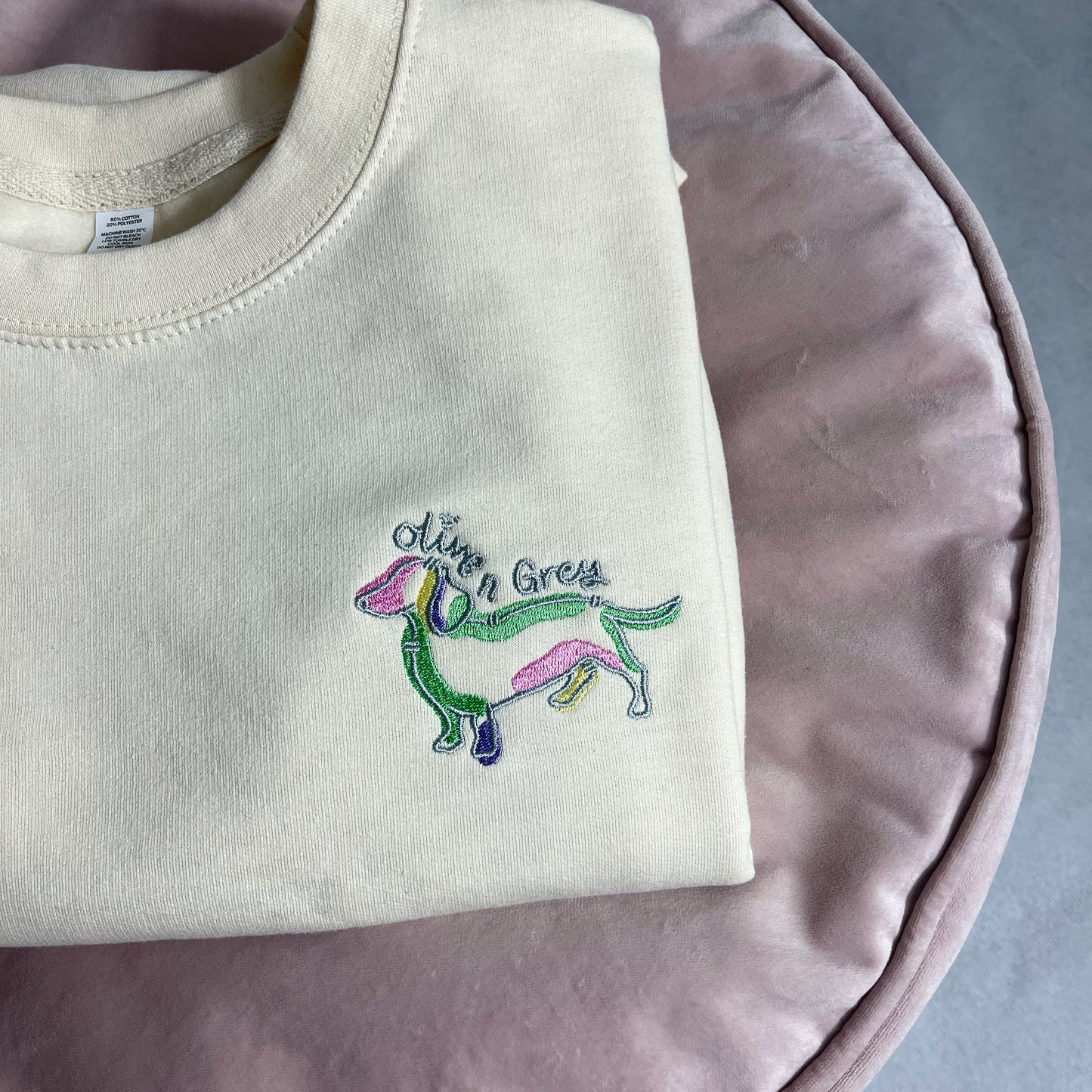 Embroidered Olive n Grey Spring Sweatshirt