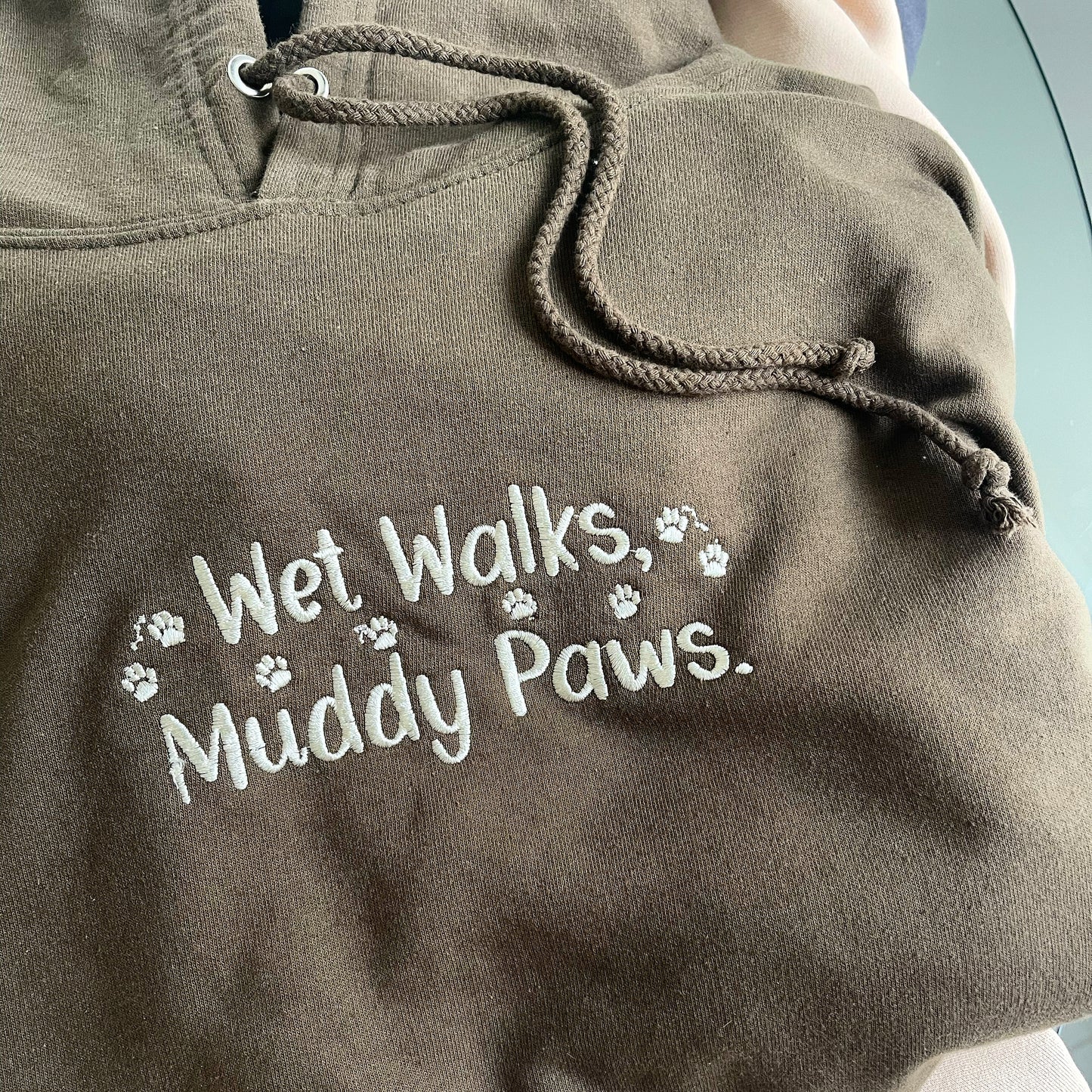 Embroidered Wet Walks Muddy Paws Hoodie