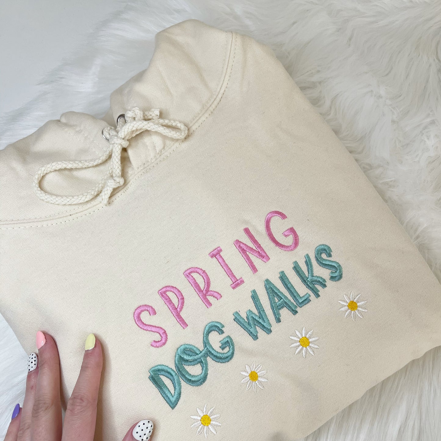 Embroidered Spring Dog Walks Hoodie