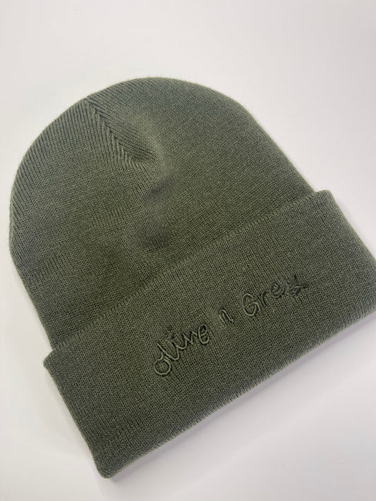 Olive n Grey Khaki Beanie