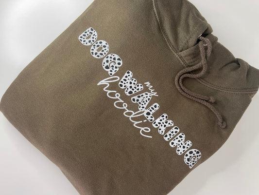 My Dog Walking Hoodie Dalmatian, Khaki - Medium