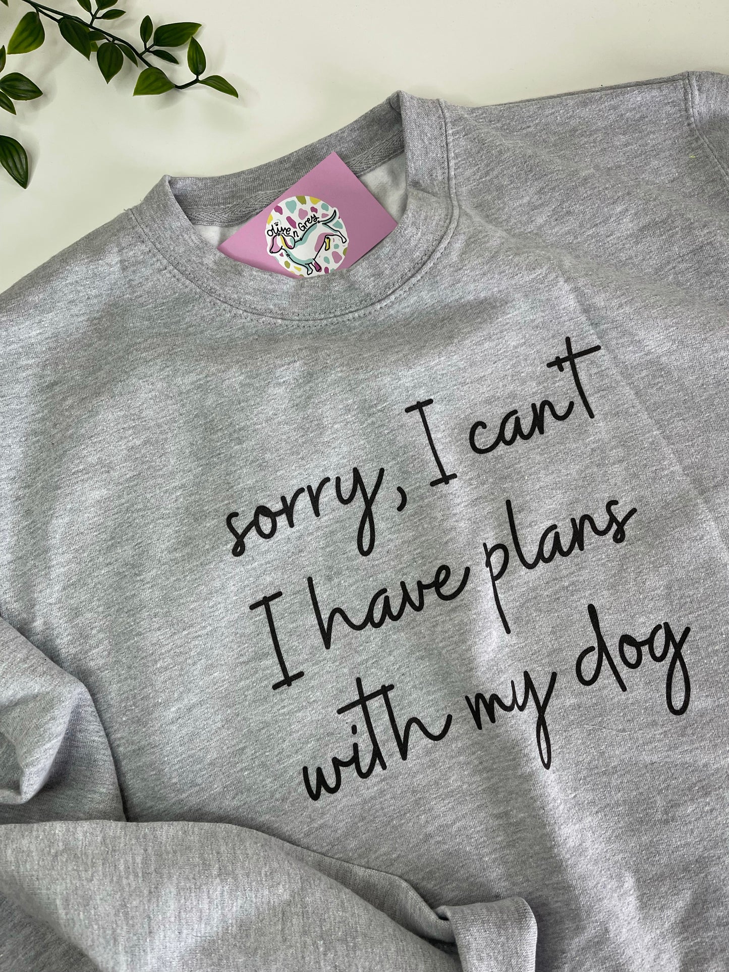 Sorry I can't I have plans with my Dog Sweatshirt, Heather Grey - Medium