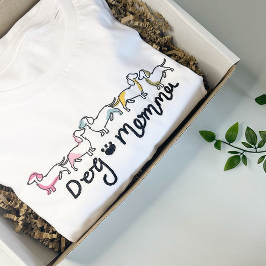 Embroidered Dog Momma T-Shirt