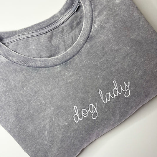 Dog Lady Vintage T-Shirt, Medium - Storm Grey