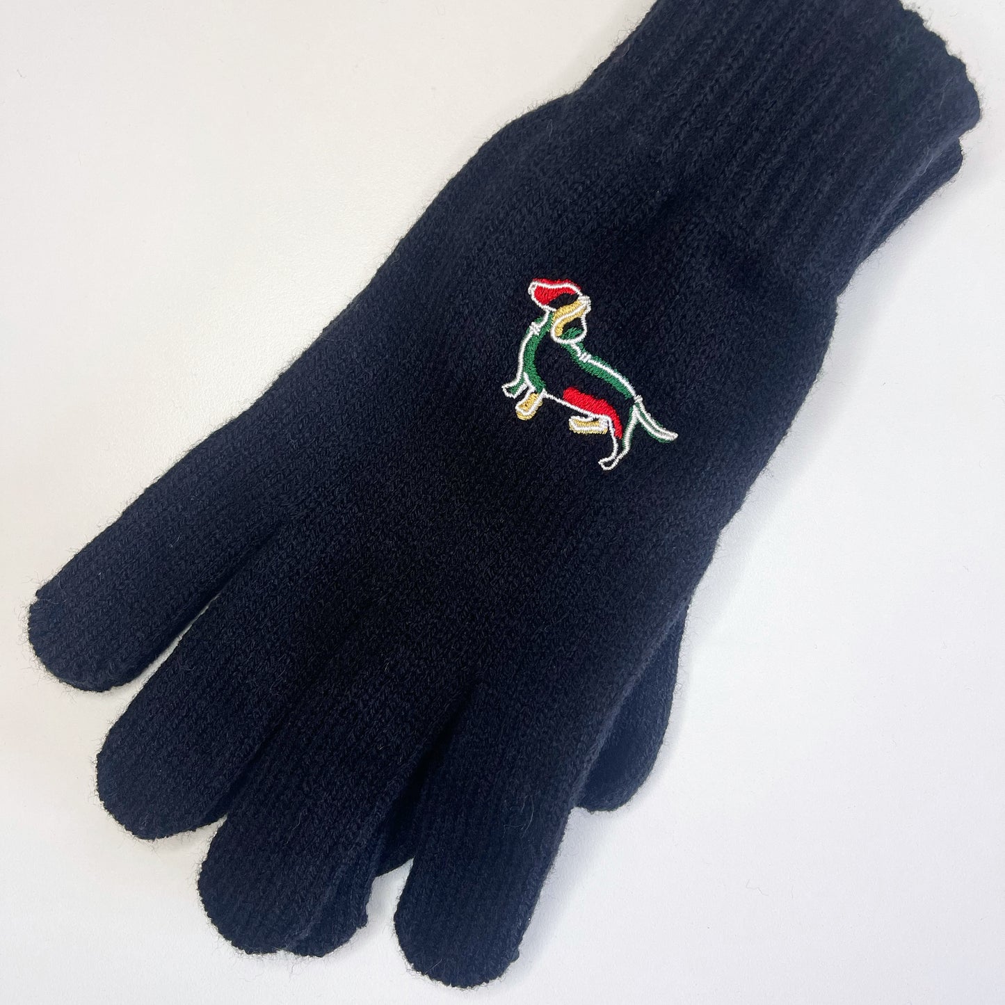 Olive n Grey Embroidered Knitted Gloves