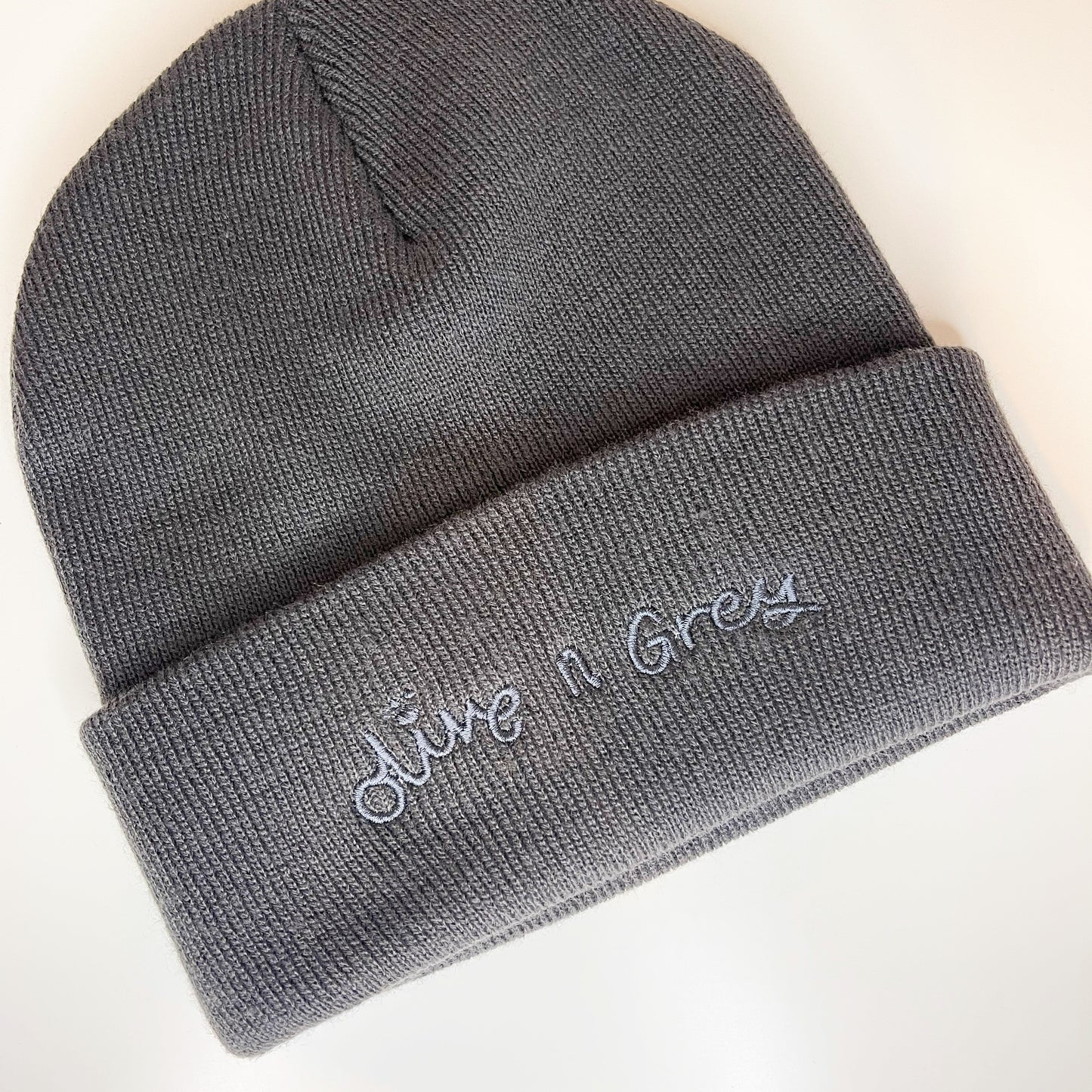 Olive n Grey Embroidered Beanie