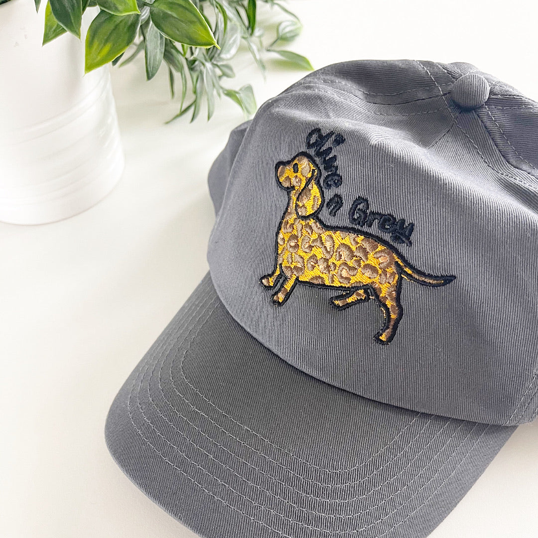 Embroidered Olive n Grey Leopard Cap