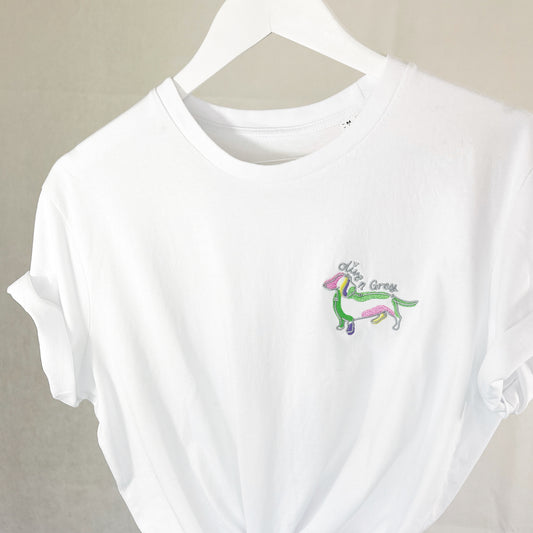 Embroidered Olive n Grey Spring T-Shirt
