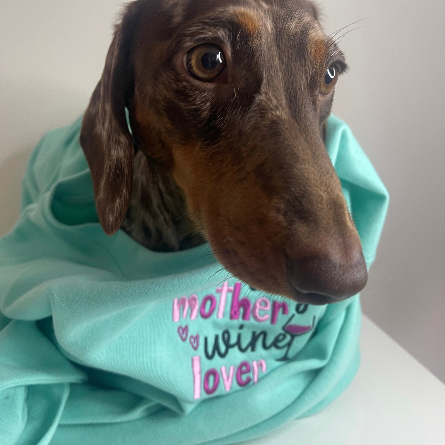 Embroidered Dog Mother Wine Lover Sweatshirt