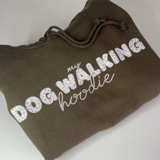 My Dog Walking Hoodie Cream Dalmatian, Khaki - Medium